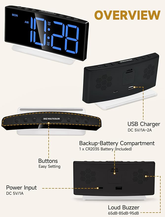Cadmos Extra Loud Alarm Clock for Heavy Sleepers Adults, Rainbow Clock for - Image 6