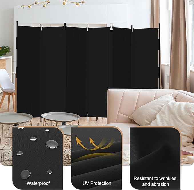 Room Divider, 6 Panel Upgraded Folding Privacy Screen, 132” Highly Secretive - Image 2