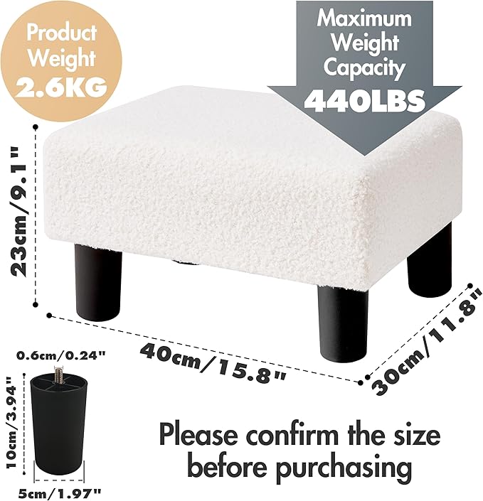 BRIAN & DANY Small Foot Stool Ottoman, Footstool - Image 2