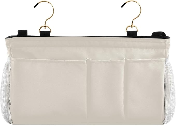 KOPIRIT Beige Bedside Caddy Storage Bag Bedside Organizer - Image 2