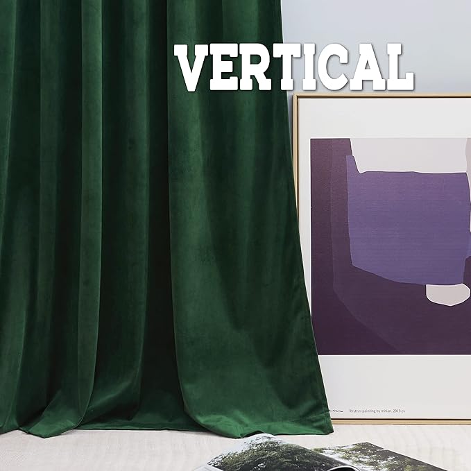 RYB Home Green Living Room Curtains, Vintage Velvet Drape Soft Durable Texture - Image 5