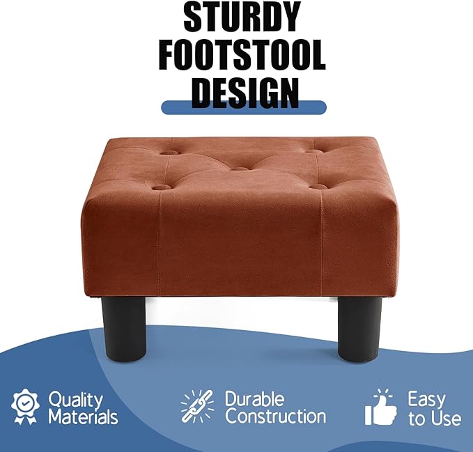 BRIAN & DANY Small Foot Stool, Velvet Foot Stools - Image 4