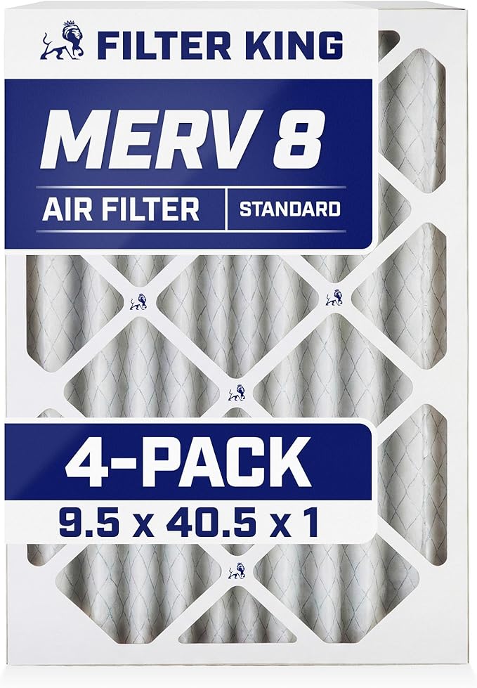 Filter King 9.5x40.5x1 Air Filter | 4-PACK | MERV 8 HVAC Pleated A/C Furnace by FilterKing