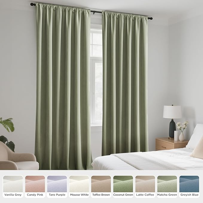 Joydeco Sage Green Velvet Curtains 108 Inches 2 Panels, Luxury Thermal - Image 7