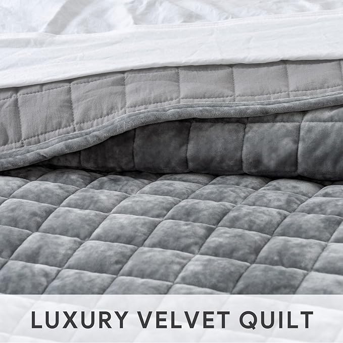 RECYCO Luxury Velvet Quilt Set Twin/Twin XL Size, Lightweight Velvet Comforter - Image 4