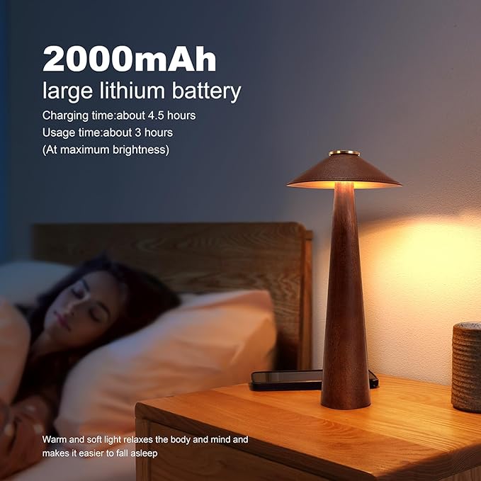 Battery Operated LED Table Lamps, 2000mAh Cordless Desk Lamp - Image 3