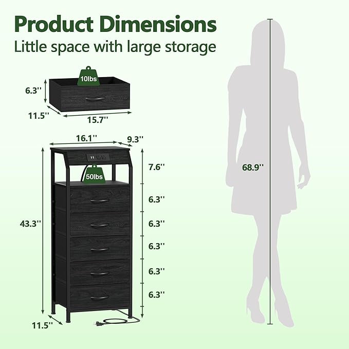 Furnulem 5 Drawers Dresser - Image 3