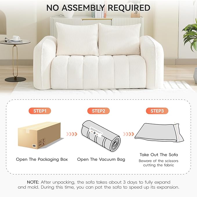 66'' Boneless Loveseat Sofa, 2 Seater Deep Seat Couch - Image 6