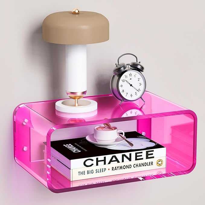 Acrylic Floating Nightstand, Bedside Table, Nightstand Shelf Wall Mounted by AcrylicTable