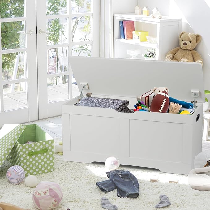 Timberer 39.4" Storage Chest, Wooden Storage Bench, Lift Top Toy Chest - Image 2