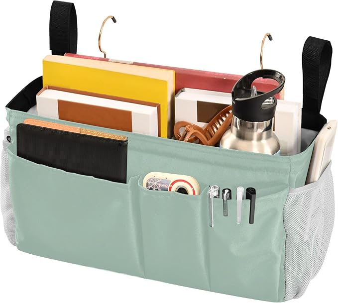 KOPIRIT Cyan Gray Bedside Caddy Storage Bag Bedside Organizer - Image 3
