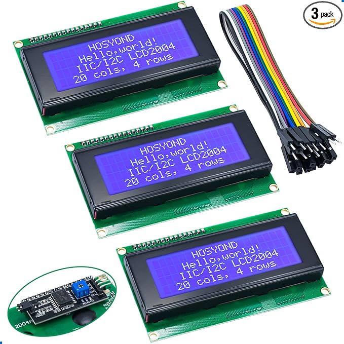 Hosyond 3pcs IIC I2C 2004 LCD Module 20x04 LCD Screen Module Display by Hosyond