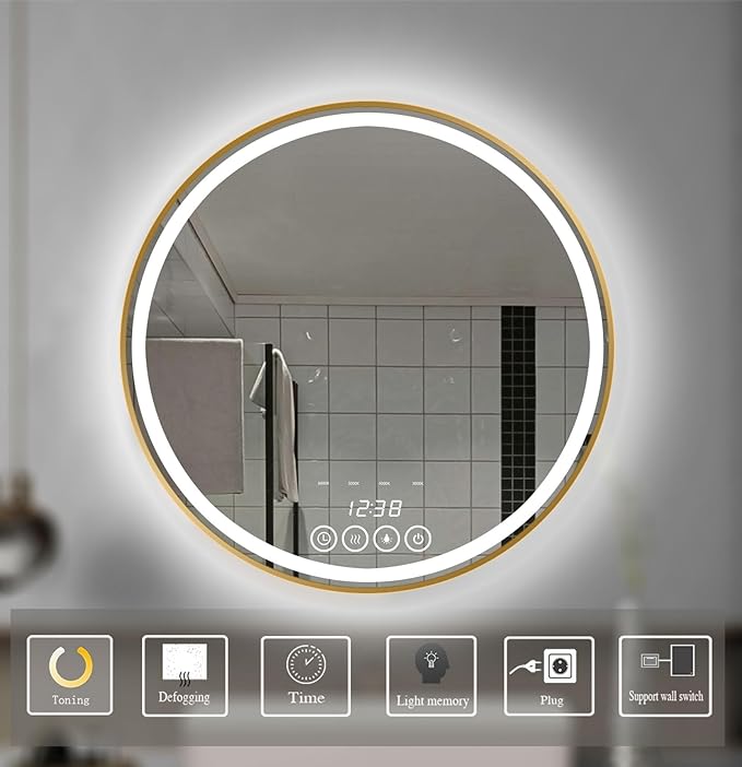 32 Inch Wall-Mounted Round Bathroom Mirror - Image 6