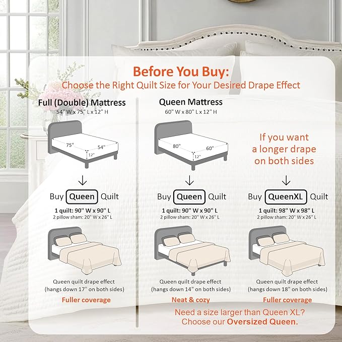 KASENTEX Queen Quilt Set 90"x90" – Soft Washed 3-Layer Lightweight Bedspread - Image 3