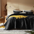 LEAONME Velvet Quilt King Size-98''x106'', Lightweight Black Velvet Comforter by LEAONME