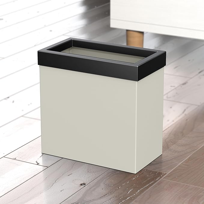 Gatco Modern Rectangle Wastebasket, Matte Pearl and Matte Black Combo - Image 3