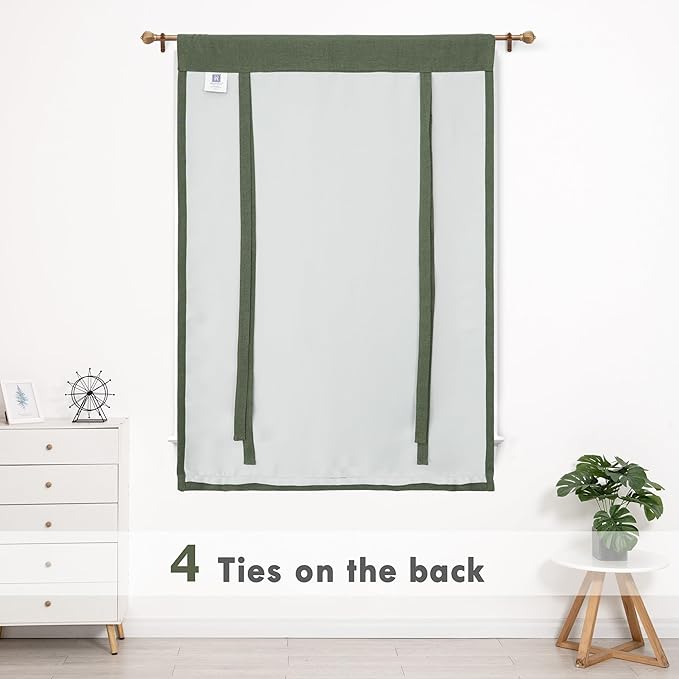 DriftAway Double Layer Linen Blackout Tie Up Curtains Thermal Insulated Fully - Image 6