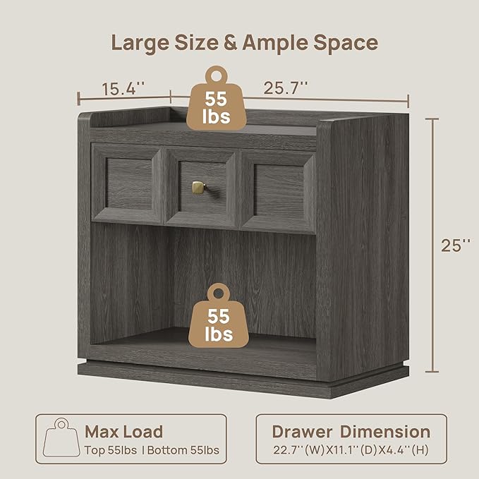 SICOTAS Night Stand Set 2, Large Queen Size Nightstands Set of 2, Modern - Image 2