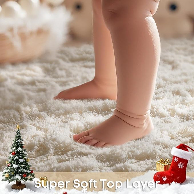 Ophanie Area Rugs for Bedroom, Christmas Upgrade Non-Slip Ivory Fluffy Soft - Image 2