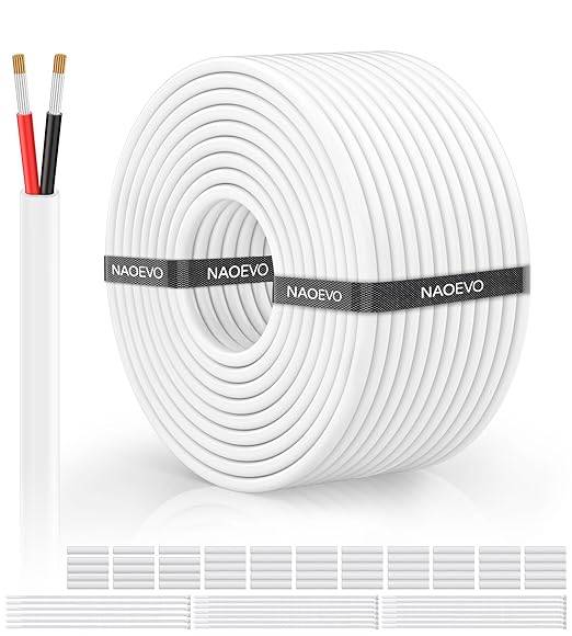 NAOVEO 18 Gauge Wire 2 Conductor Electrical Wire, 18 AWG Stranded PVC Tinned by NAOEVO