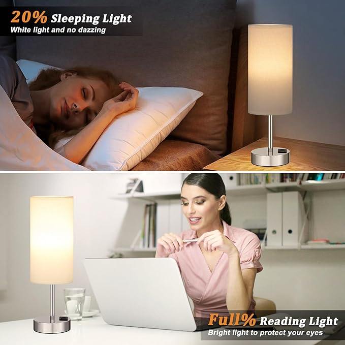 Bedside Table Lamps for Bedroom Set of 2 - Image 3