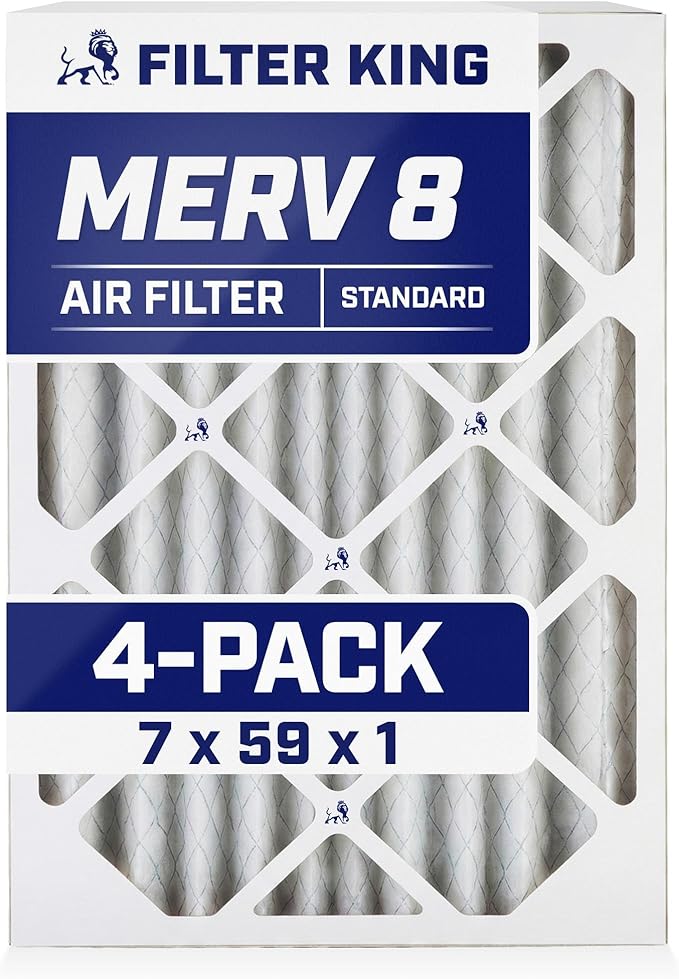 Filter King 7x59x1 Air Filter | 4-PACK | MERV 8 HVAC Pleated A/C Furnace by FilterKing
