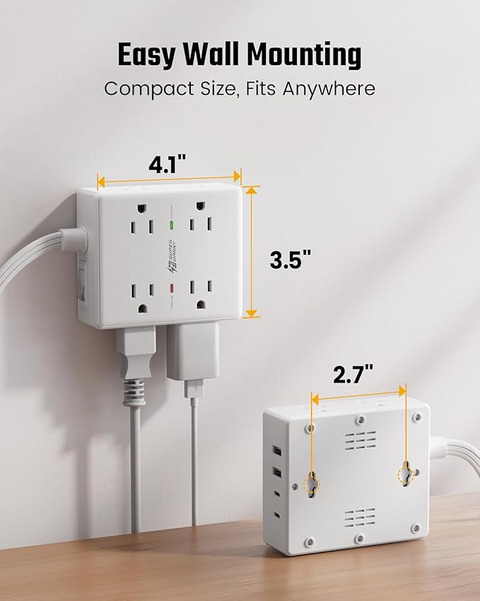 15Ft Long Extension Cord, Surge Protector Power Strip - Image 7