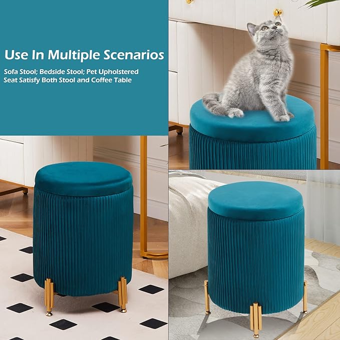Mxfurhawa Round Ottoman Foot Stool - Image 5