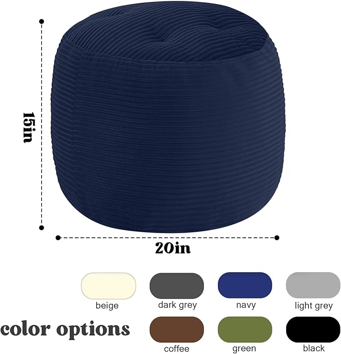 MeMoreCool Stuffed Round Pouf Ottoman Foot Rest, Floor Pouf Foot Stool - Image 2