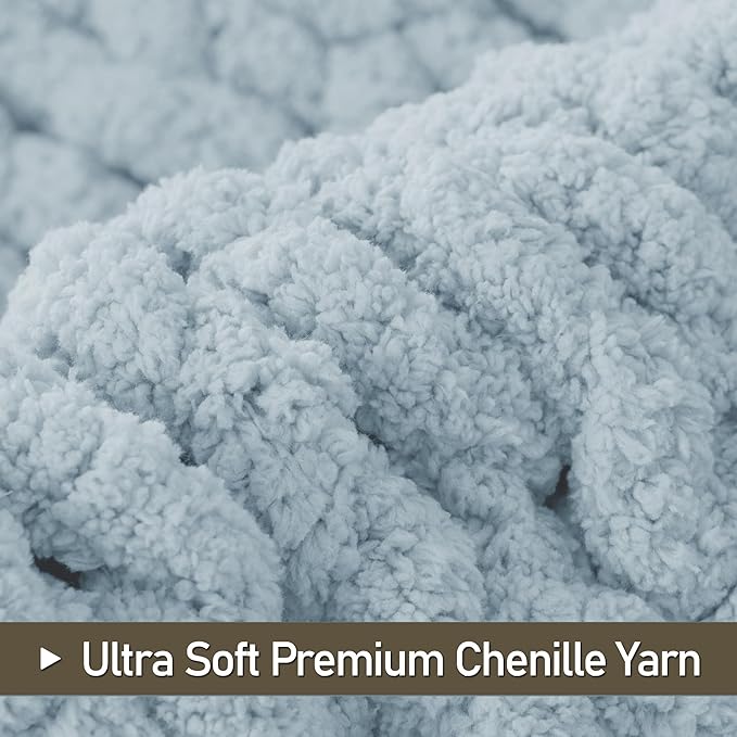 Chunky Knit Throw Blanket 50"X 60", 100% Handmade - Image 3