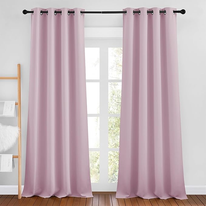 NICETOWN Baby Pink Room Darkening Curtains 102 inches Long, Grommet Thermal by NICETOWN