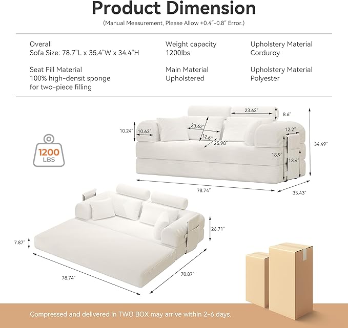 Upgrade High Backrest Design Sofa Bed - Image 2