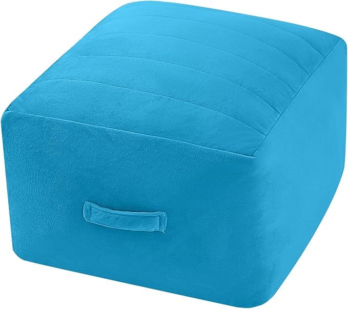 MeMoreCool Square Stuffed Pouf Ottoman Foot Rest, Floor Pouf Foot Stool by MeMoreCool