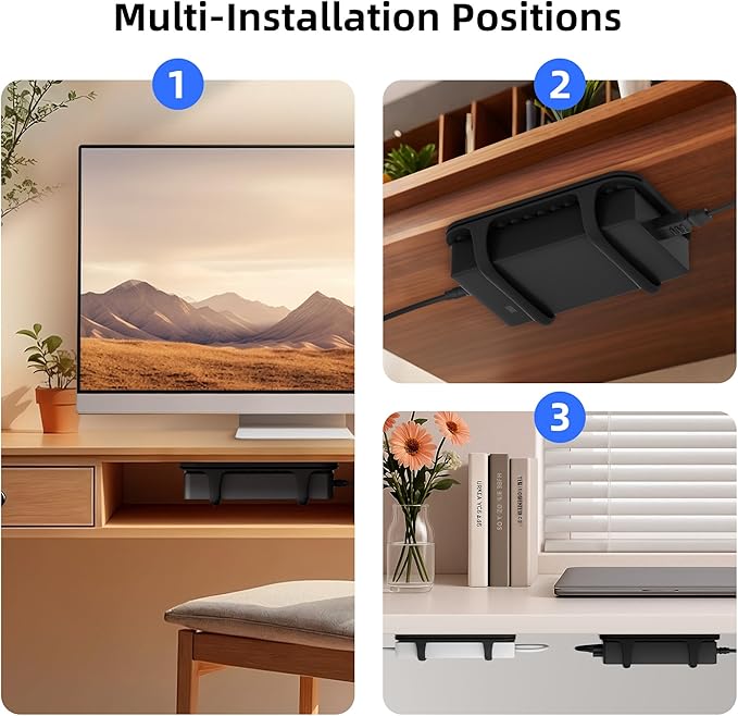 ELETIUO Universal Silicone Laptop Charger Holder, Under Desk Power Brick Mount - Image 8
