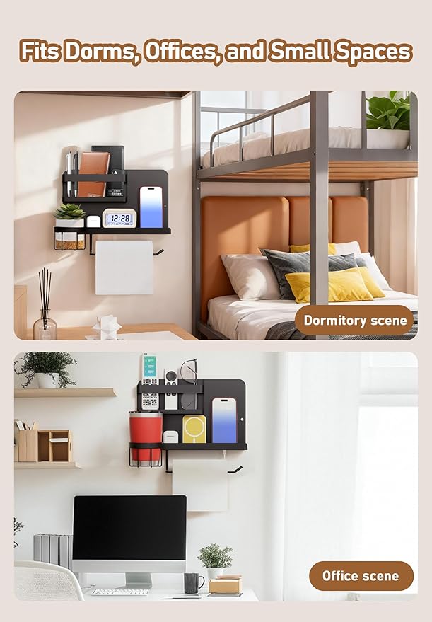 Bedside Wall Organizer Metal Shelf - Image 7