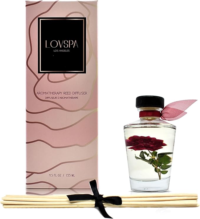 LOVSPA Reed Diffuser Set, PURIFY Rosewater Scented Oil Diffuser - Image 2