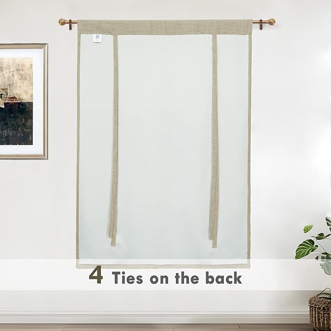 DriftAway Double Layer Linen Blackout Tie Up Curtains Thermal Insulated Fully - Image 7