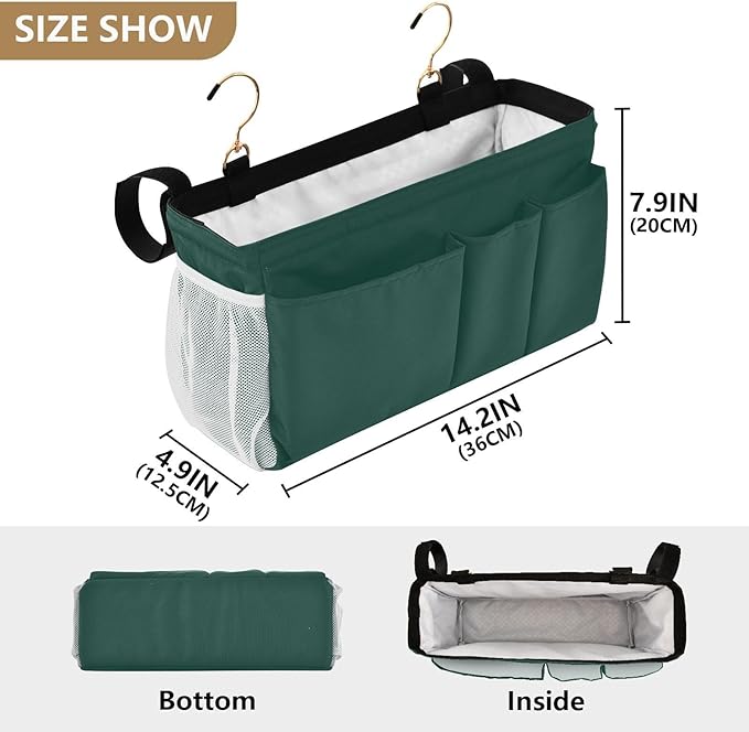 KOPIRIT Navy Cyan Bedside Caddy Storage Bag Bedside Organizer - Image 4