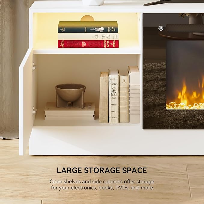 YISUFO 70" TV Stand with 36" Electric Fireplace, Large Modern Media - Image 6