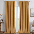 Joydeco Mustard Yellow 100% Blackout Curtains 96 Inch 2 Panels, Luxury Thermal by JOYDECO