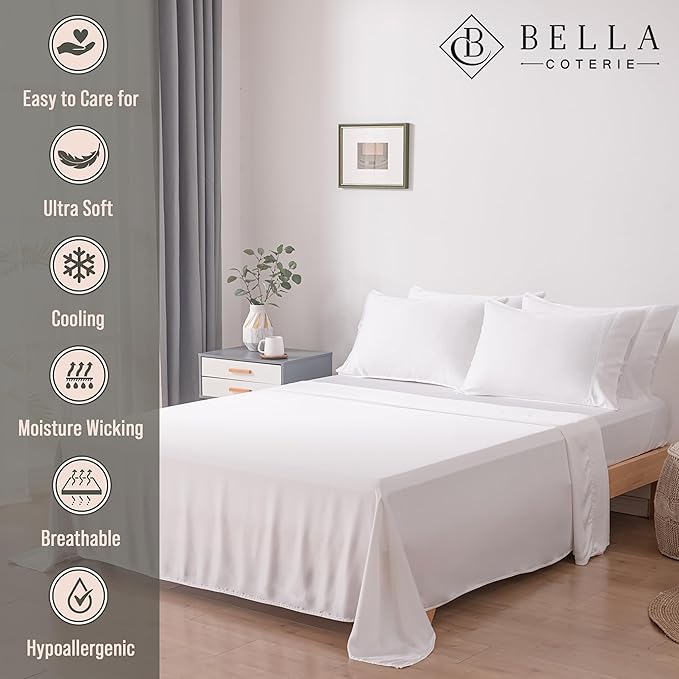 Bella Coterie 6 Piece Luxury Bamboo Viscose King Size Sheet Set | 100% - Image 2