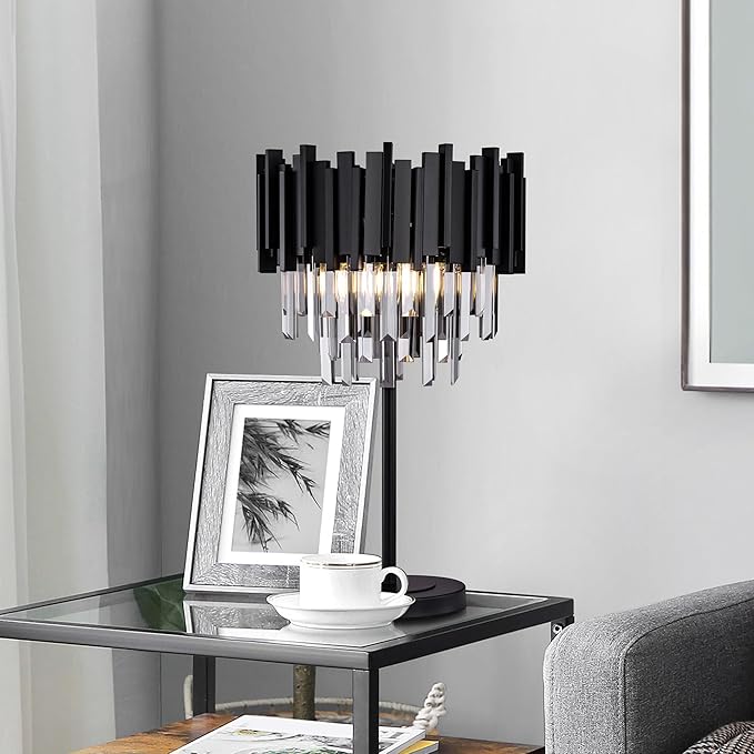Wellmet Grey Crystal Table Lamp, 3 Lights Table Lamps - Image 6