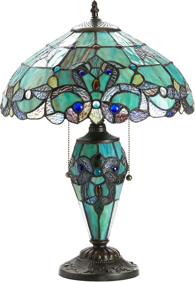 RIVER OF GOODS - Stained Glass Halston Double Lit Table Lamp - 20" H - - Image 2