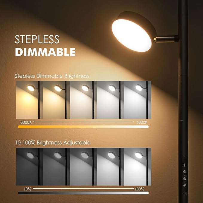 LED Tree Floor Lamp with Remote & Touch Control, 3 Heads Adjustable Dimmable - Image 3
