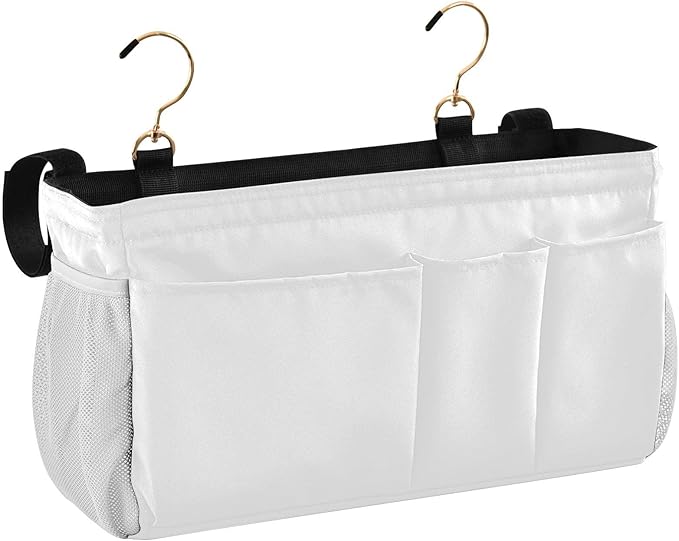KOPIRIT White Bedside Caddy Storage Bag Bedside Organizer by KOPIRIT