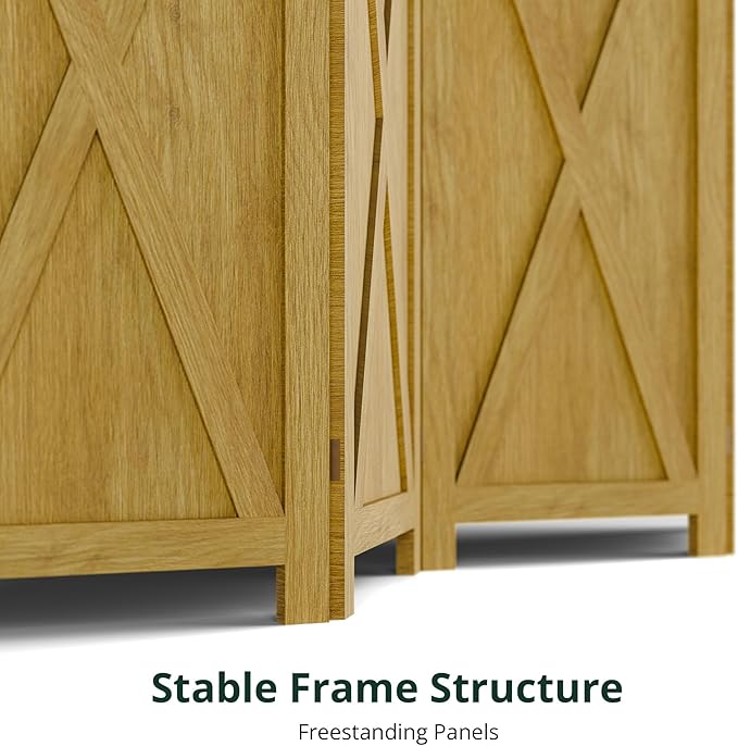 Cozy Castle Wood Room Divider, 4 Panels Folding Privacy Screen, 66.9'' Wall - Image 7