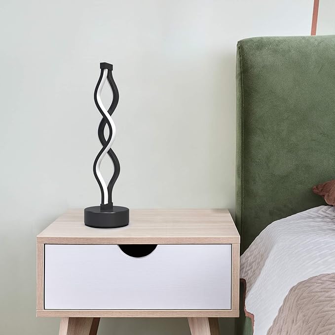 NUÜR Infinity Spiral LED Table Lamp Black, Dimmable Metallic Bedside Lamp - Image 5