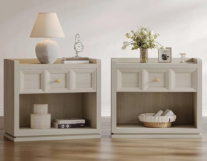 SICOTAS Night Stand Set 2, Large Queen Size Nightstands Set of 2, Modern by SICOTAS