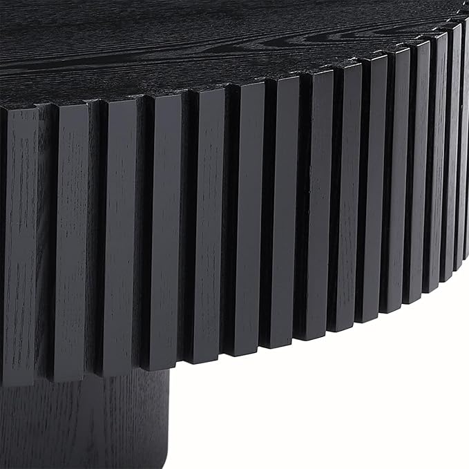 LKTART Round Coffee Table for Living Room, Accent Fluted Drum Coffee Table - Image 4