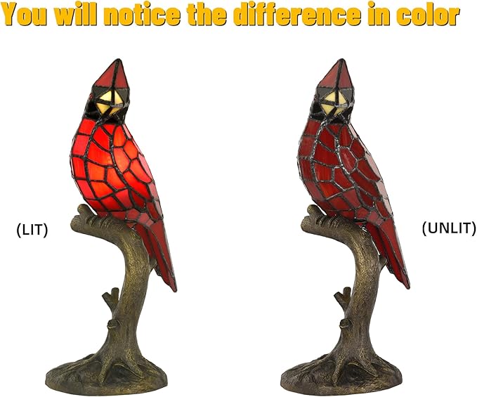 Cardinal Tiffany Style Accent Table Lamp in Height 14.5" Overall, Handmade - Image 5